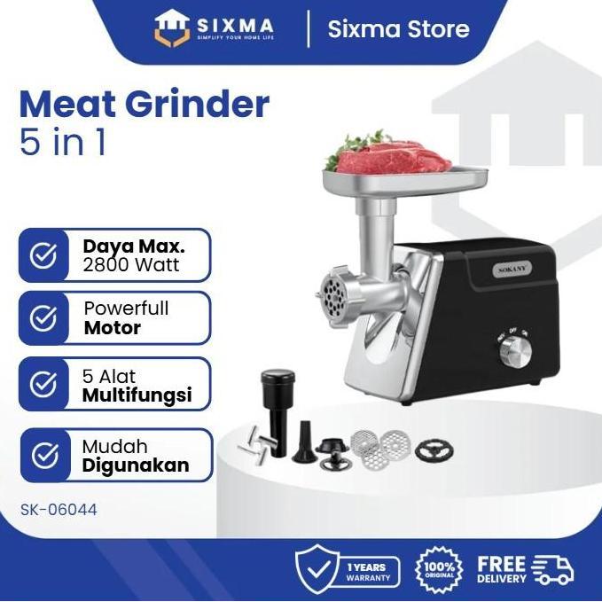 TERLARIS MEAT GRINDER MESIN GILING DAGING 5 IN 1 LOW WATT MULTIFUNGSI SIXMA SK-06010-044