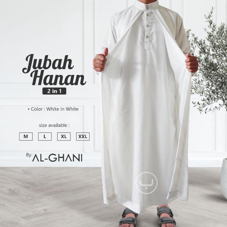 PREMIUM 1 SET JUBAH PRIA LUAR DALAM, JUBAH HANAN 2 IN 1, JUBAH GAMIS PRIA PREMIUM BAHAN KATUN EXLUSI