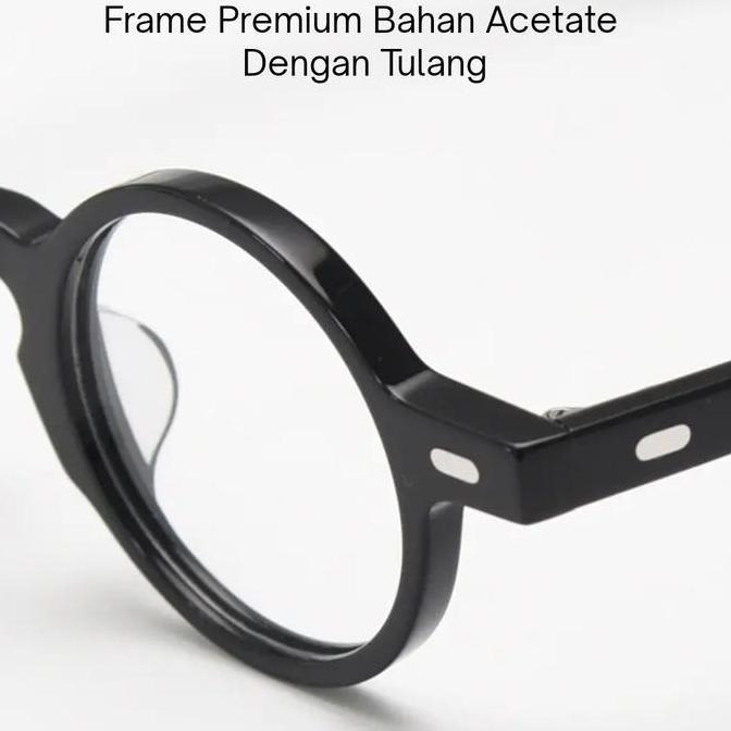 Frame Kacamata Bulat Kecil Retro Vintage Klasik Skena Boboho Desain Jepang Pria Wanita Lensa Antirad