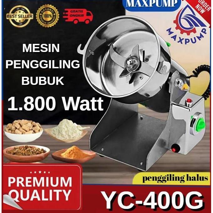 MAXPUMP YC-400G Mesin Penggiling 400 Gram Tepung Obat Herbal & Bumbu Kering Premium Quality Penggili