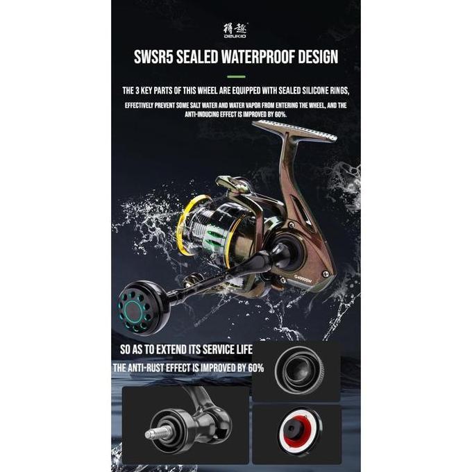 BEBAS ONGKIR - DEUKIO G SW SALT WATER SPINNING REEL GULUNGAN PANCING DEUKIO UKURAN 2000 3000 4000 50