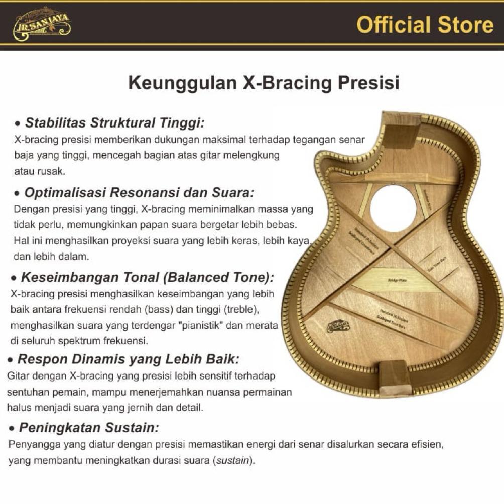 SYERLISUPPLY GITAR AKUSTIK/AKUSTIK ELECTRIK ORIGINAL JR.SANJAYA DREAM 01 GAN (FREE PACKING KAYU) TER