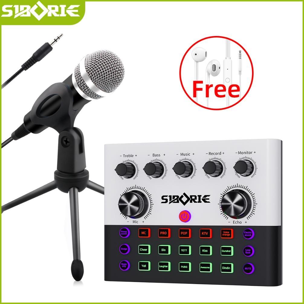 Siborie F993 Soundcard+MS30 Mic+E10 Headset Paket Lengkap Full Set 100% Original Mendukung COD