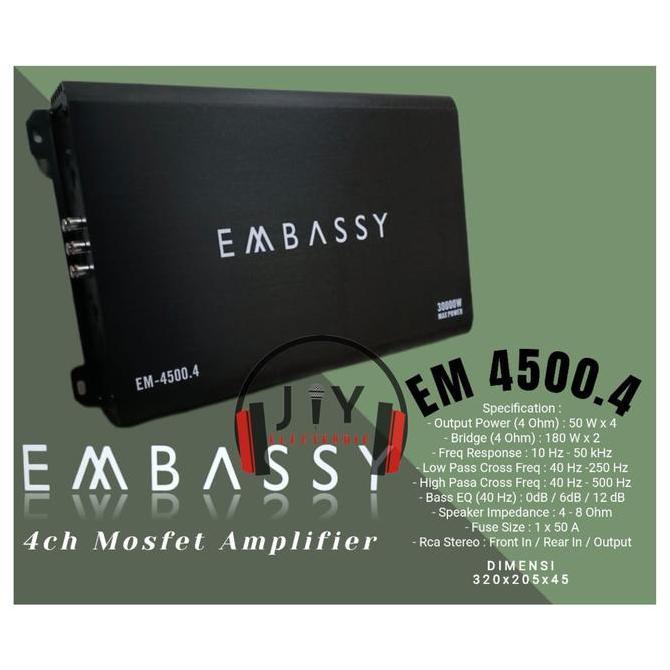 TERBARU - Power Amplifier Mobil 4 channel Embassy EM 4500.4 EM-4500.4 EM 4500
