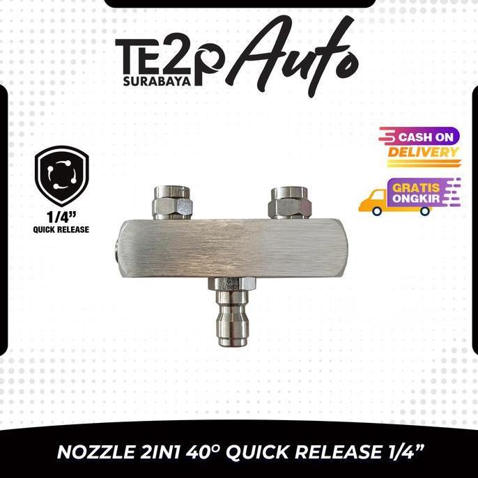 NEW Te2p Auto Nozzle Tip 2in1 40 Ujung Semprotan Gun Penyemprot Nosel 2 Mata Quick Release Adaptor 1