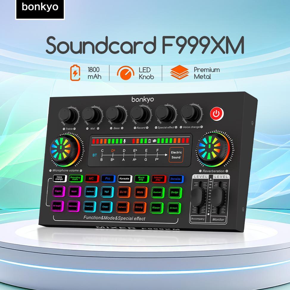 Bonkyo F999XM Sound Card Bluetooth Live SoundCard F999XM Sound card Audio Live Mixer untuk Live stre