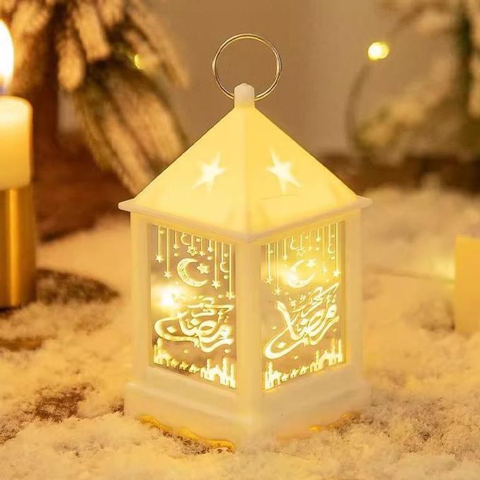 BAQDUNIS Lampu LED Lentera Akrilik Lentera Piramid Muslim EID Mubarak Dekorasi Ramadan