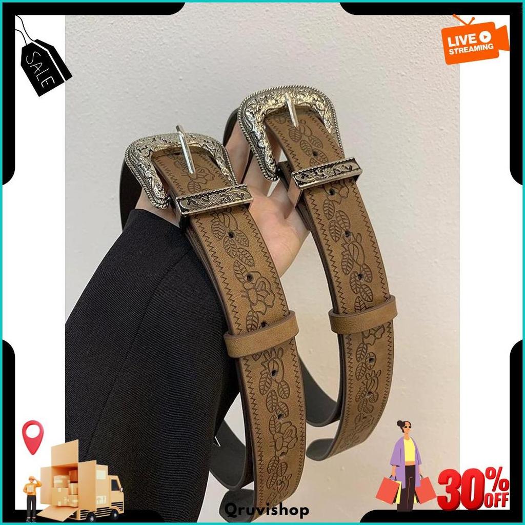 Belt Vintage Amerika Ikat Pinggang Wanita Fahsion Tahan Lama Sabuk Pinggang Lebar Kulit Pu Sabuk Wan