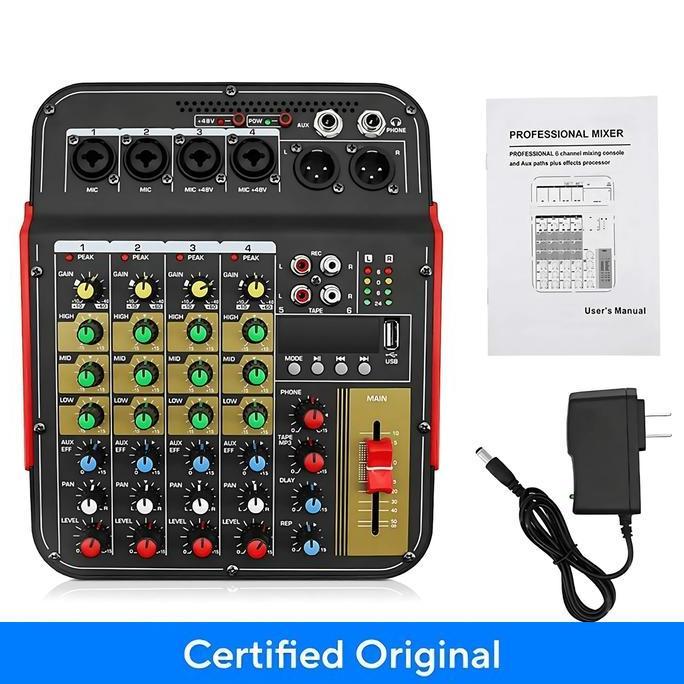 Mixer Audio Podcast DJ Karaoke Mini Bluetooth 6 Channel
