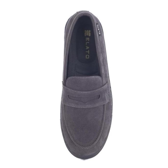 ELATO - Sepatu Loafers Pria Kasual Flat Shoes Suede Abu  - Noah