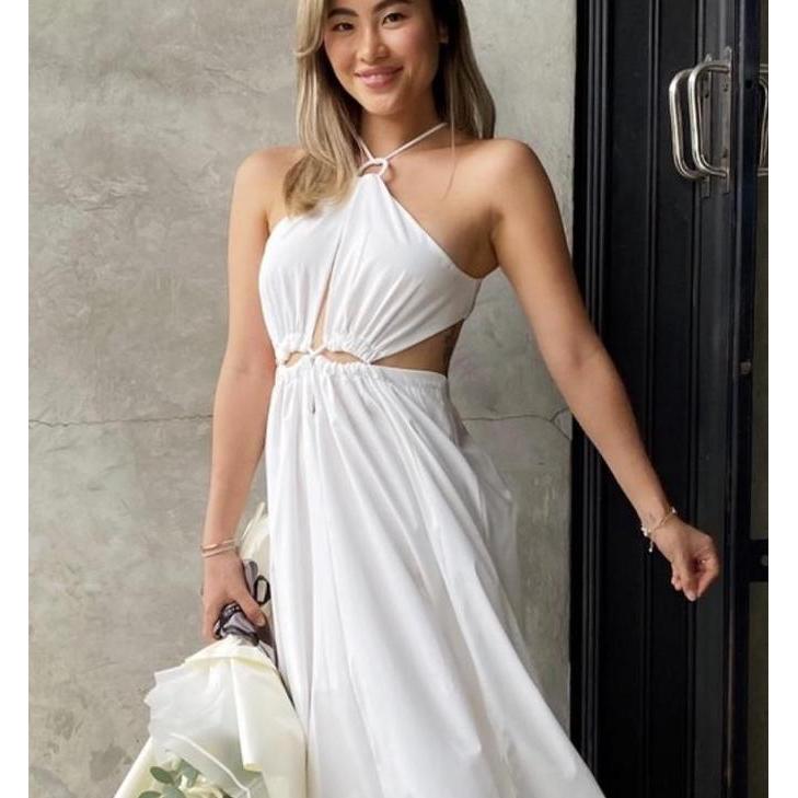 New Tmbm - Haley Maxi Dress Gaun Panjang Bali Pantai Santai Putih White Elegan Tali Terusan Wanita B