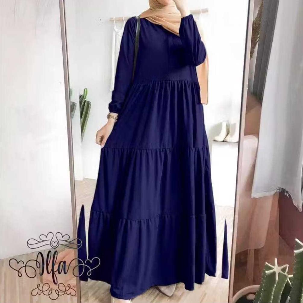 ORIGINAL GAMIS RAYON POLOS PREMIUM GAMIS SUSUN RESLETING DEPAN BUSUI RUFFLE GAMIS MUSLIM HOMEY DRES 