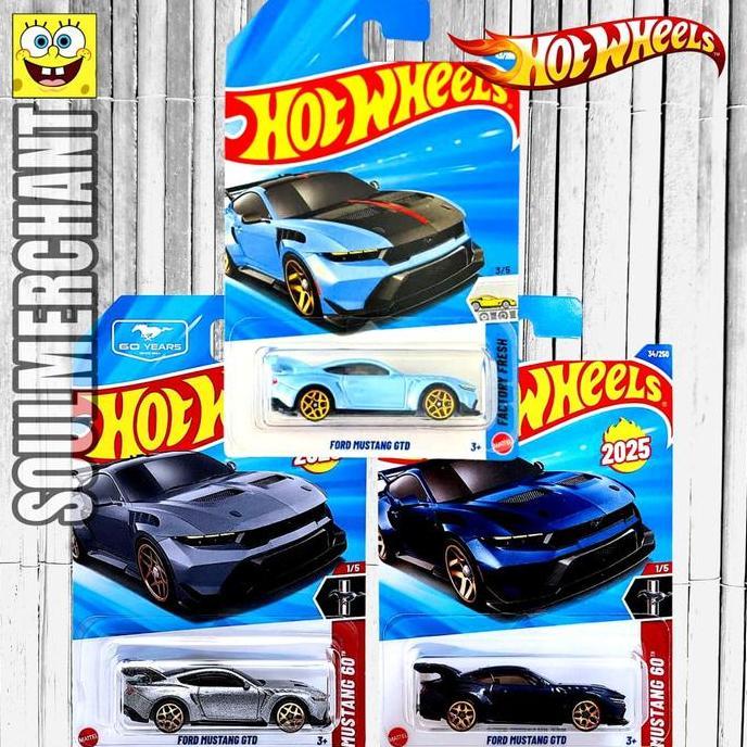 Hot Wheels Ford Mustang GTD Silver Biru 60th Anniversary - Diecast Mobil Sport New