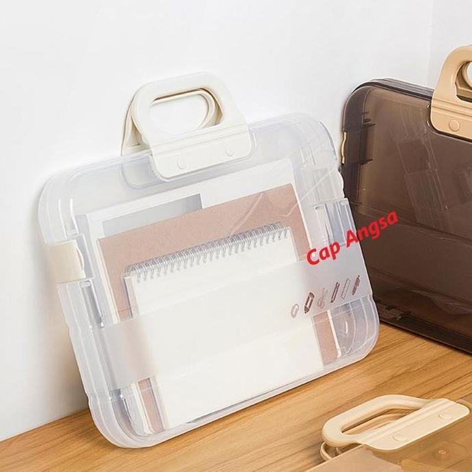 Package- [Cap Angsa] Koper Simpan Dokumen Travel A4 Hardcase Anti Debu | File Folder Organizer Trans