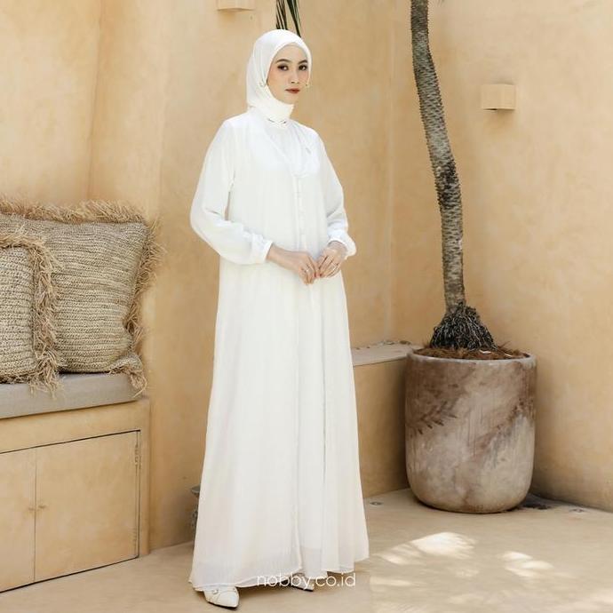 Nobby Rekha Dress Gamis Muslim Lengan Panjang Wanita Bahan Ultimate Wudhu Friendly