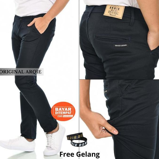 Calca- Celana Panjang Slimfit Pria Model Chino Pants Arqie Denim Terbaru Bahan Twill Skinny Stretch 