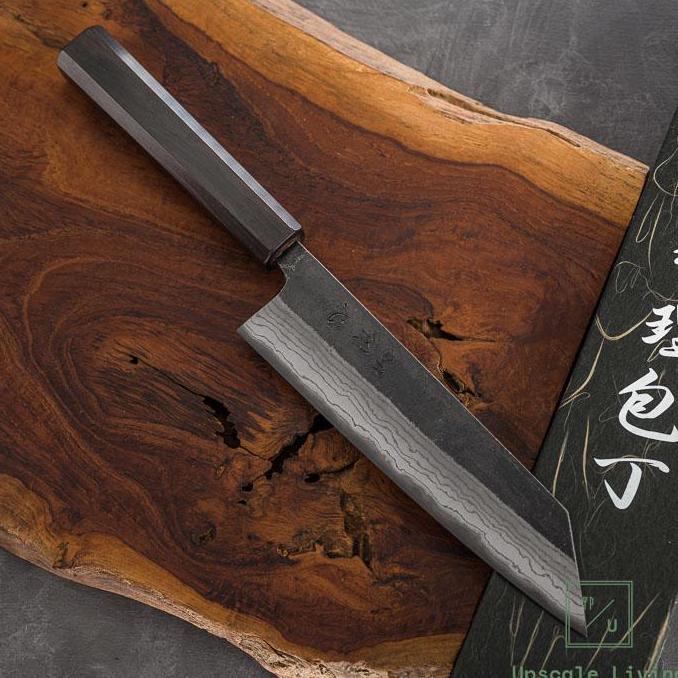 Pisau Dapur Jepang Hatsukokoro Kumokage Aogami 2 steel Kurouchi Damascus Bunka 180mm