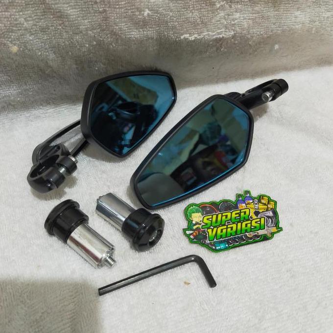 Promo kaca spion motor Jalu oval kaca spion Jalu oval kaca biru besi Motorcycle Stang kaca spion bar