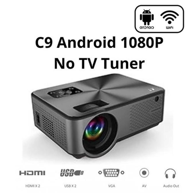 Cheerlux C9 Proyektor Android 1080P 3200 Lumens LCD Layar LED dengan WiFi & Bluetooth