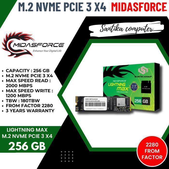 M.2 NVME MIDASFORCE 256GB - M2 NVME 256GB MIDAS PCIE GEN3 X4 SSD ORIGINAL DAN TERPERCAYA