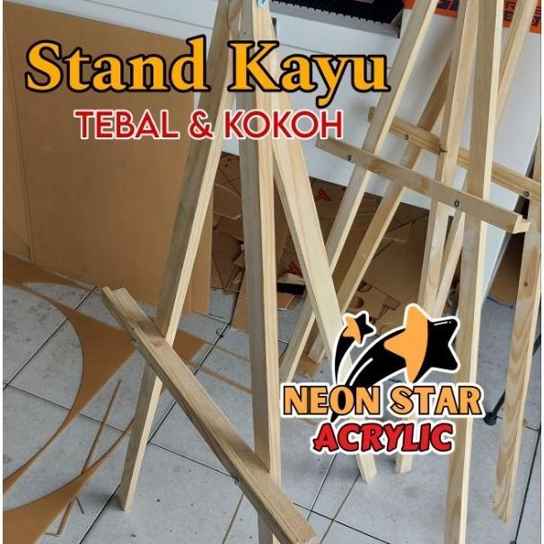 Stand Kayu Akrilik / Tripod Frame Akrilik Papan Bunga