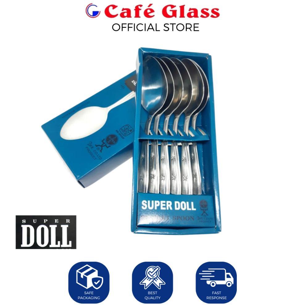 Sendok Makan Tebal Stainless - Sendok Makan Set 6 Pcs Hotel Restoran - Alat Makan Doll (403)