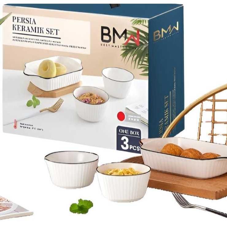 Set Mangkok Piring / Mangkok Piring Keramik / Set 3Pcs Dan 5Pcs