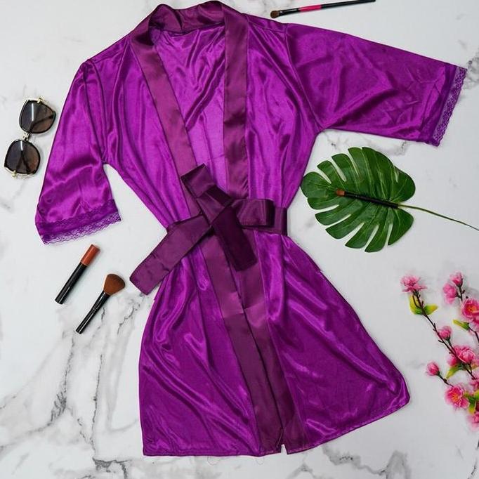 Vestito- [Pajama] Set Baju Tidur Piyama Panjang Kimono Satin Fit Nita Desa Lingerie 1104