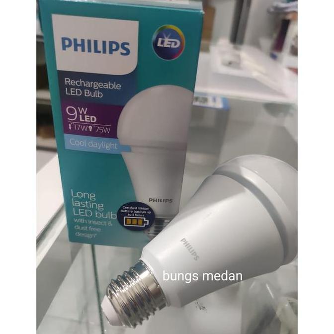 TERMURAH - LAMPU LED EMERGENCY ACDC Philips 9w 9 Watt BULB AC DC 9WATT PUTIH
