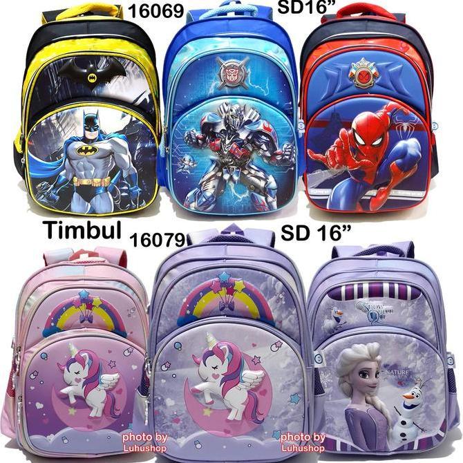 NEW TAS RANSEL ANAK PEREMPUAN TIMBUL UNICORN FROSEN 13079 FASHION ORI