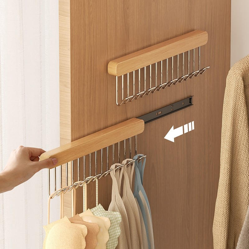 Rel Geser Telescopic Hook Hanger Rak Pengering Lemari Pakaian Tarik
