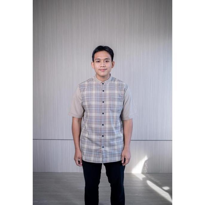 TWO-D Baju Kemeja Koko Muslim Pria Kerah Motif Lengan Pendek TD2659