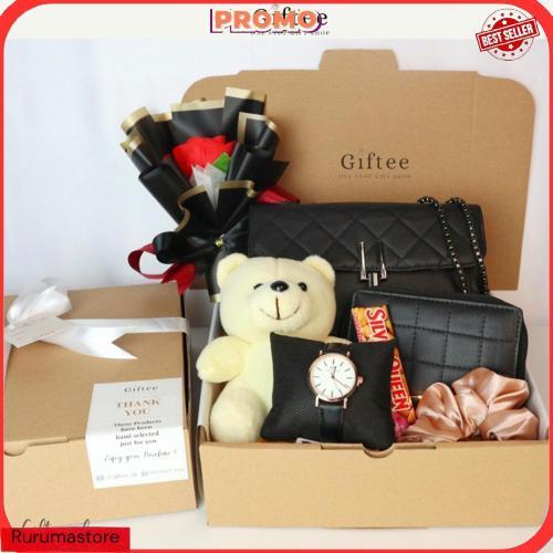Hampers Zara Tas Wanita Premium Dompet Jam Parfum Boneka Kado Valentine Selempang Sling Bag Hadiah G