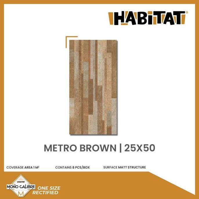 Habitat Metro Brown 25x50 Keramik Motif Batu Alam