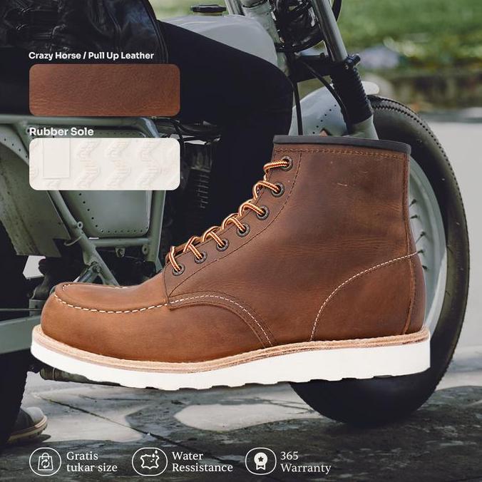 Kingg- Lthrkrft - Boots - Sepatu Boots Pria Moc Toe Boots Kulit