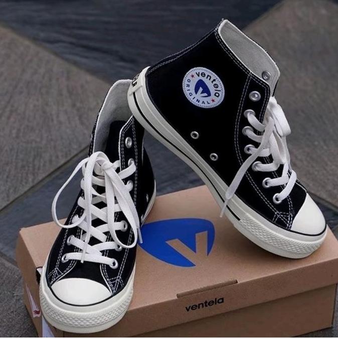 Kingg- Sepatu Ventela Bts Hh White In Black Sepatu Bts Pria Nita Sekolah Campuss Sneakers Shoes Hita