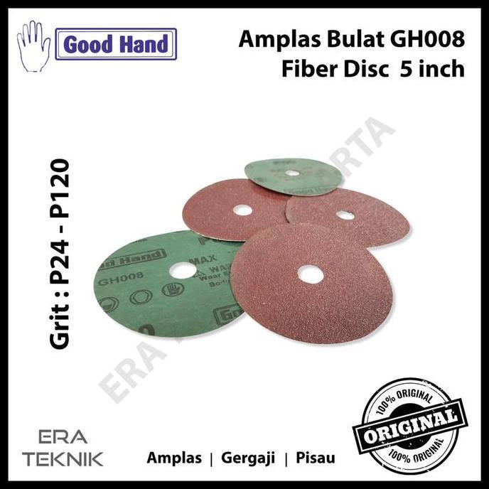 HARGA DISC - 100 pcs Amplas Bulat Goodhand Fiber Disc GH008 5" inch Grit 80 100 120