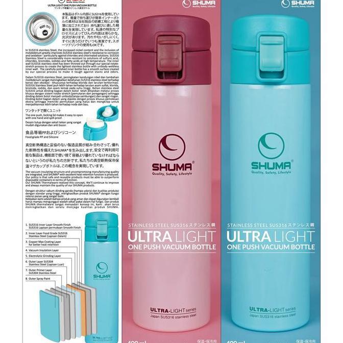 Termos Shuma Stainless Steel 316 Ultra Light One Push 400ml