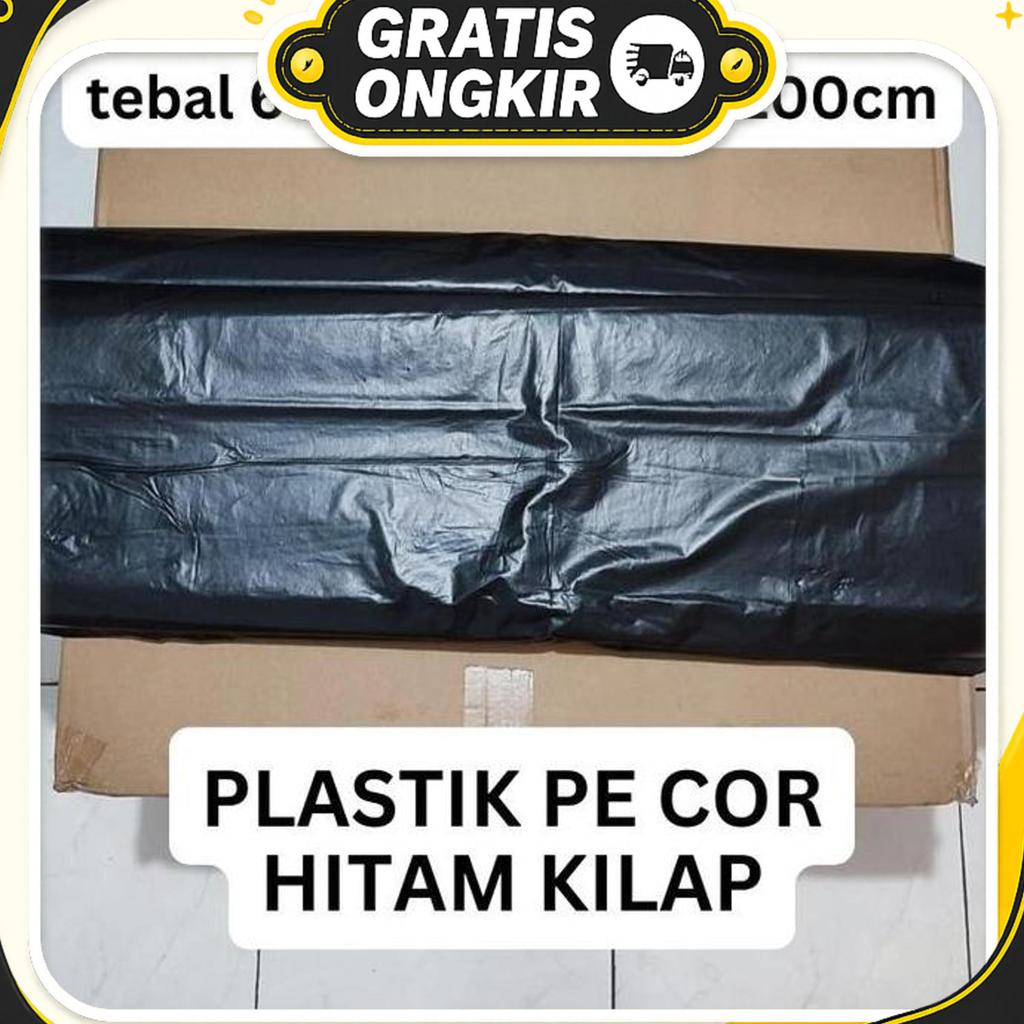 Plastik Cor Hitam Glossy Roll Plastik Terpal Meteran Tebal