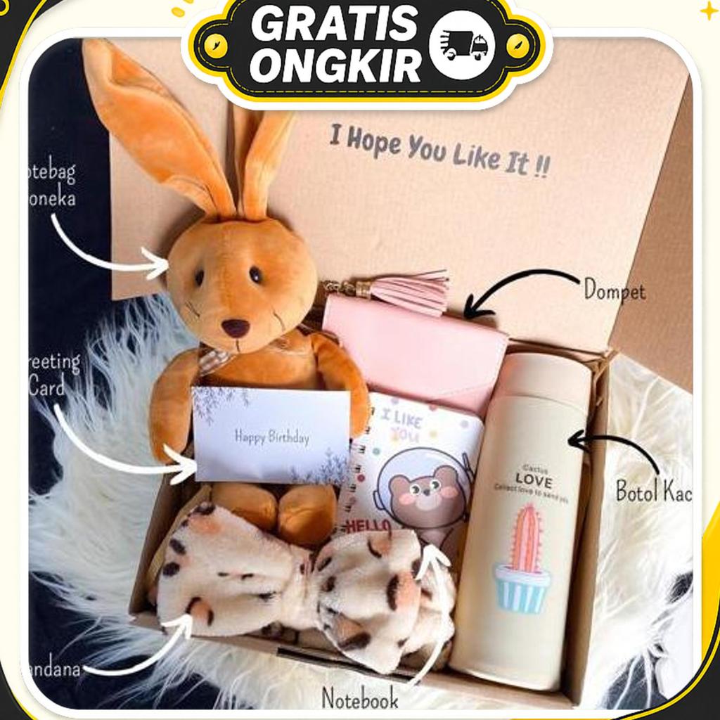 Hampers Totebag Boneka Kelinci Kado Cewek Hadiah Pacar Ulang Tahun