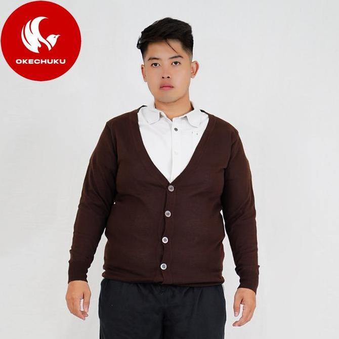 Cardigan Pria Rico Jumbo Cardigan Rajut V Neck Fashion Big Size Pria Okechuku
