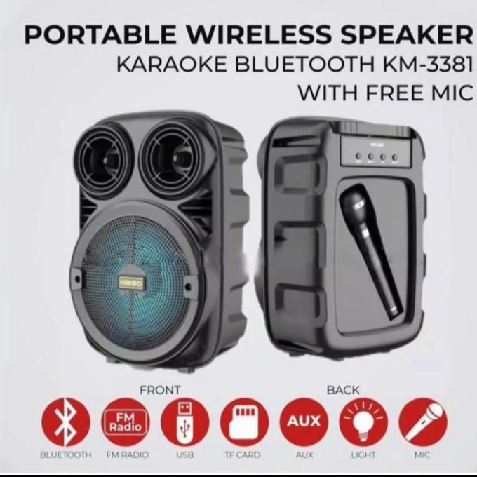 (Cod) Speaker Bluetooth Portable 6.5 Inch Kimiso Kms 3381 Plus Mic - Speaker Karoke Kimiso