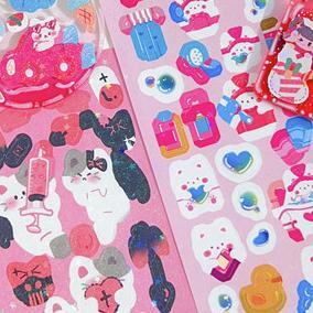 20Lembar/40Lembar/100Lembar Berbagai Kartun Shiny Stiker Set Mahasiswa Hias Diy Bahan Stiker