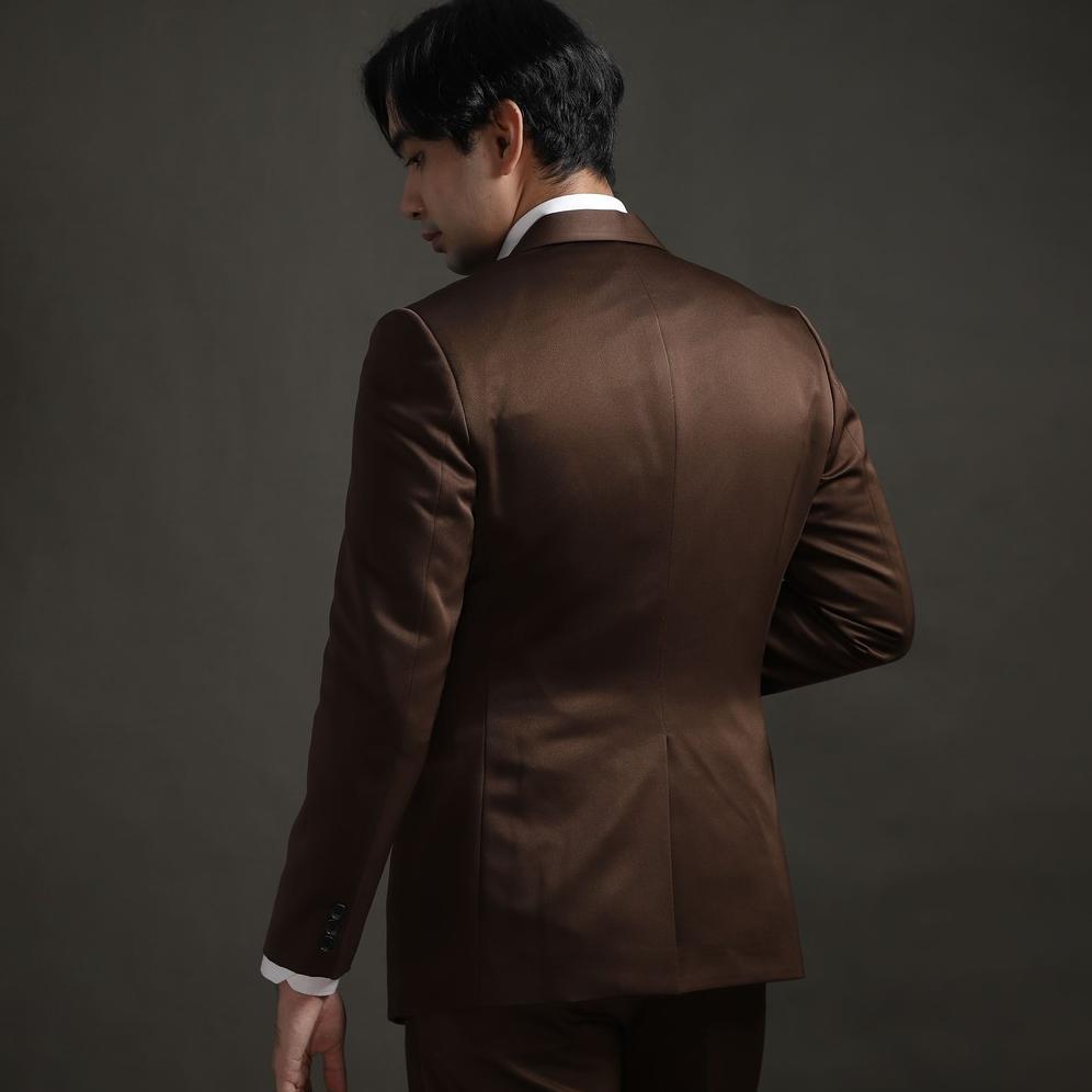 Best Seller Setelan Jas Celana & Rompi Pria High Quality - Coklat - Goldy Outfit