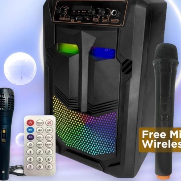 Speaker Bluetooth Karaoke Kimiso Qs-889 Free 1Mic Wireles Plus 1Mic Kabel 8,8Inch With Mic Karaoke