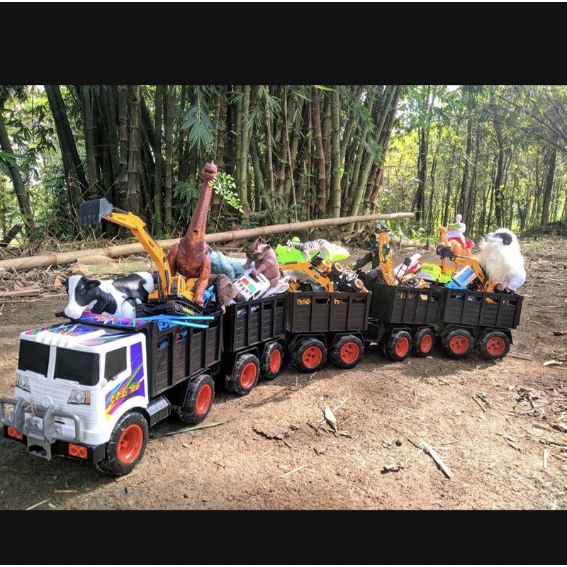 Mainan Anak Mobil Truk Gandeng Angkutan Jumbo Engkel Bak Terbuka
