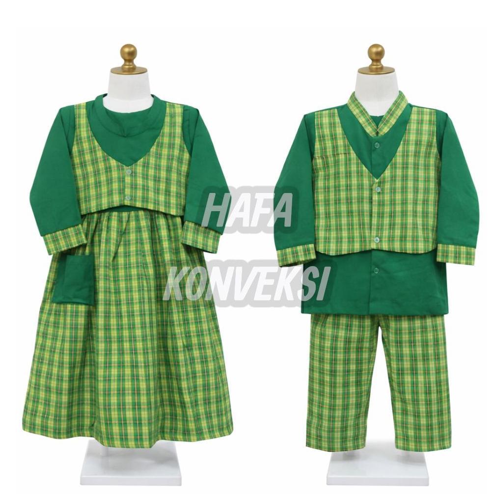 Free Ongkir Seragam Muslim Anak Tk / Baju Muslim Gamis Tk Hijau Rompi Kotak