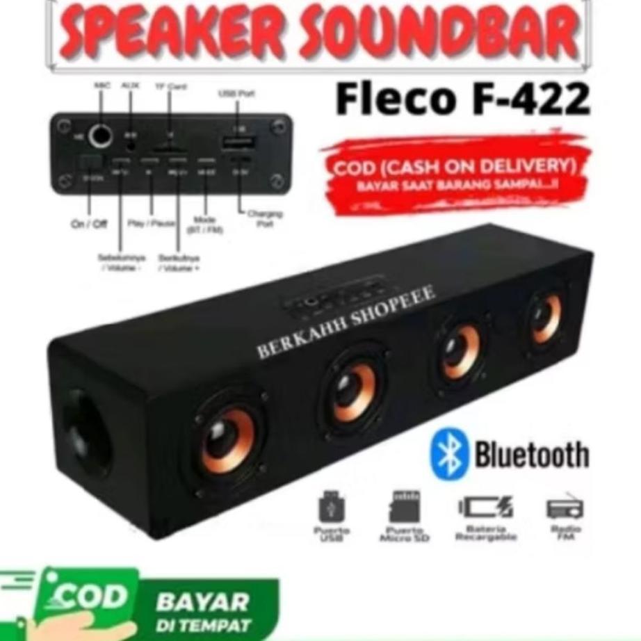 F-422 Fleco Speaker Aktif Bluetooth Bisa Buat Karaoke Sounbar Aktif Musik Box Xbass Speaker Kayu Des