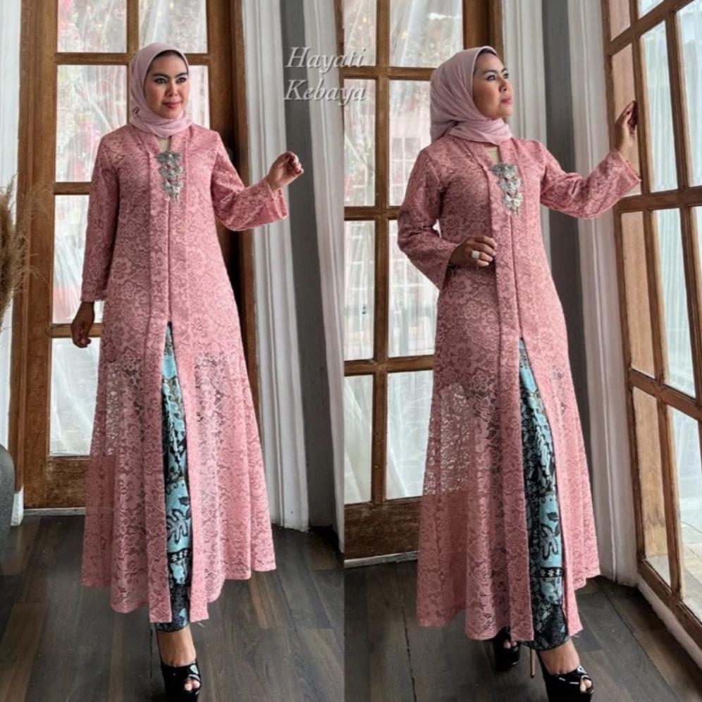 Diskon Atasan Kebaya Jumbo Ld 120 Set Kebaya Tunik Brokat Modern Kartini Floy Panjang Bahan Brukat P