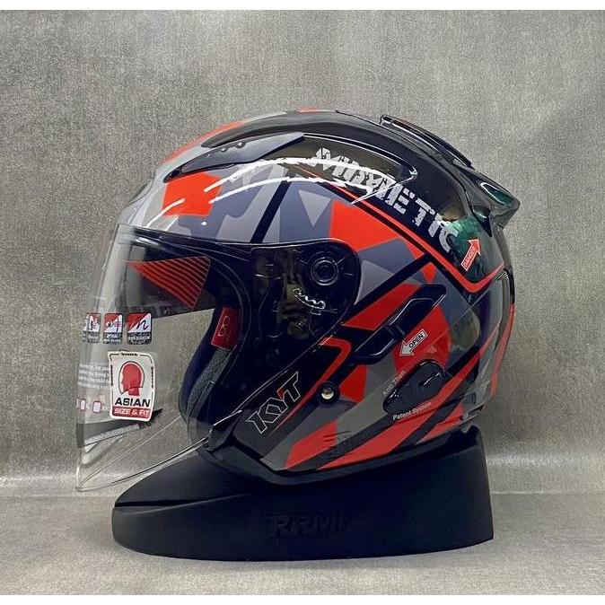 KYT GALAXY FLAT R ALL MOTIF KACA BENING FREE SPOILER 2D+3D - HELM KYT HALF FACE ORI - DOUBLE VISOR C